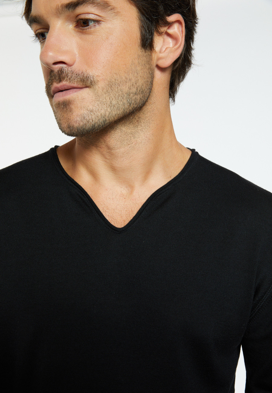 Wool sweater with Tunisian collar - Bono