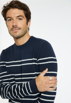 Round-neck striped cashmere sweater - Auguste