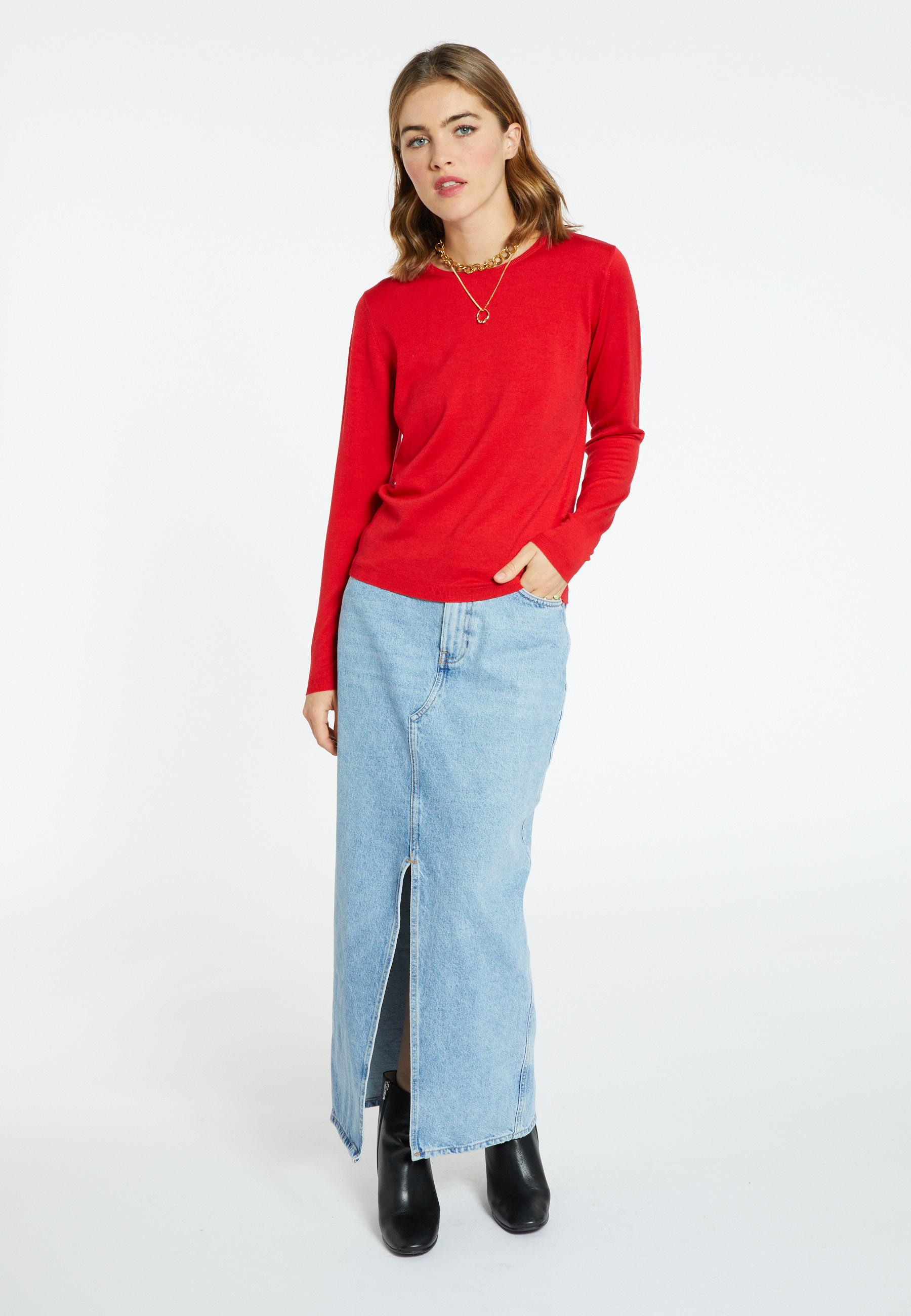 Pull col rond en laine mérinos - Berenice 6600 blanc - 02 Blanc