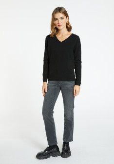 Pull col V en cachemire - Bijou 6642 emeraude - 21 Vert foncé