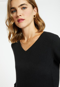 Pull col V en cachemire - Bijou 6642 emeraude - 21 Vert foncé