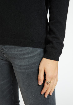 Pull col V en cachemire - Bijou 6642 emeraude - 21 Vert foncé