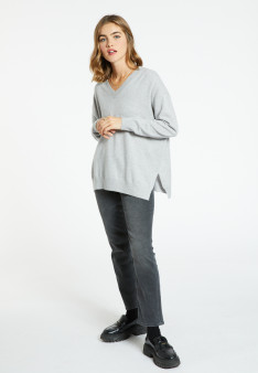 V-neck cashmere sweater with slits - Brendao