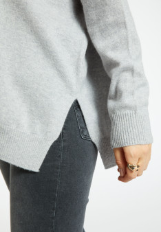 Pull en cachemire col V avec fentes - Brendao 7011 ombre - 10 Gris foncé