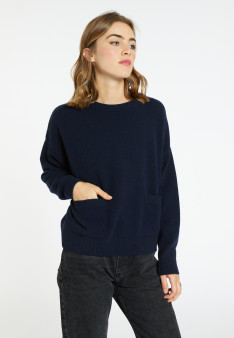 Loose-fitting cashmere and wool sweater with pockets - Davina