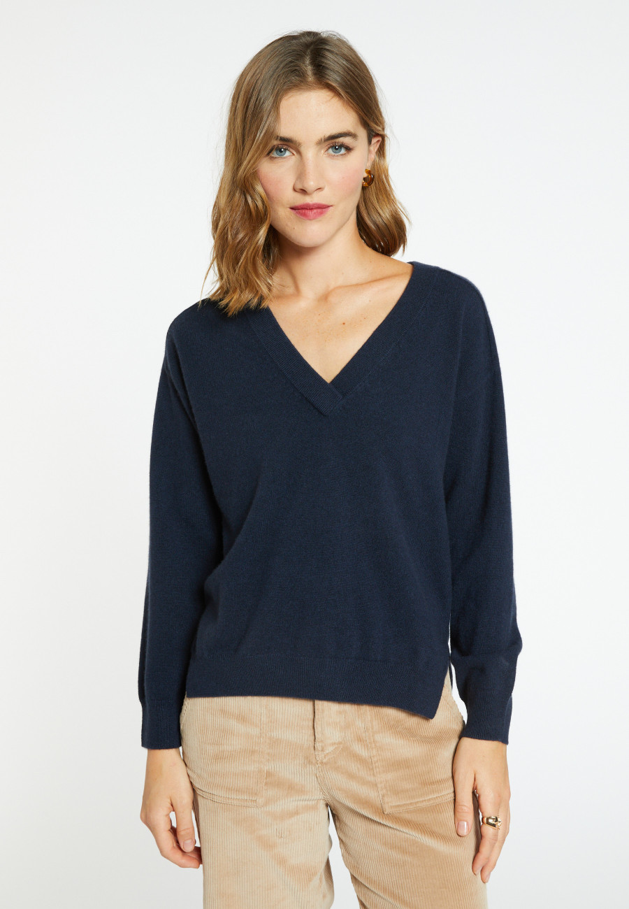 Cashmere V-neck sweater with slits - Barnabe