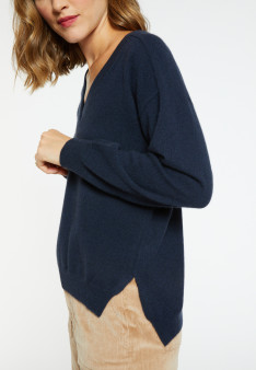 Cashmere V-neck sweater with slits - Barnabe