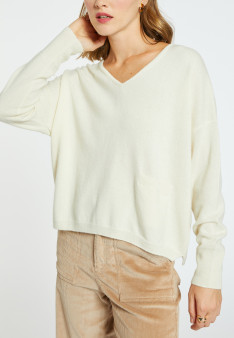 Pull court col V en cachemire - Balba 7080 dahlia - 52 Rouge