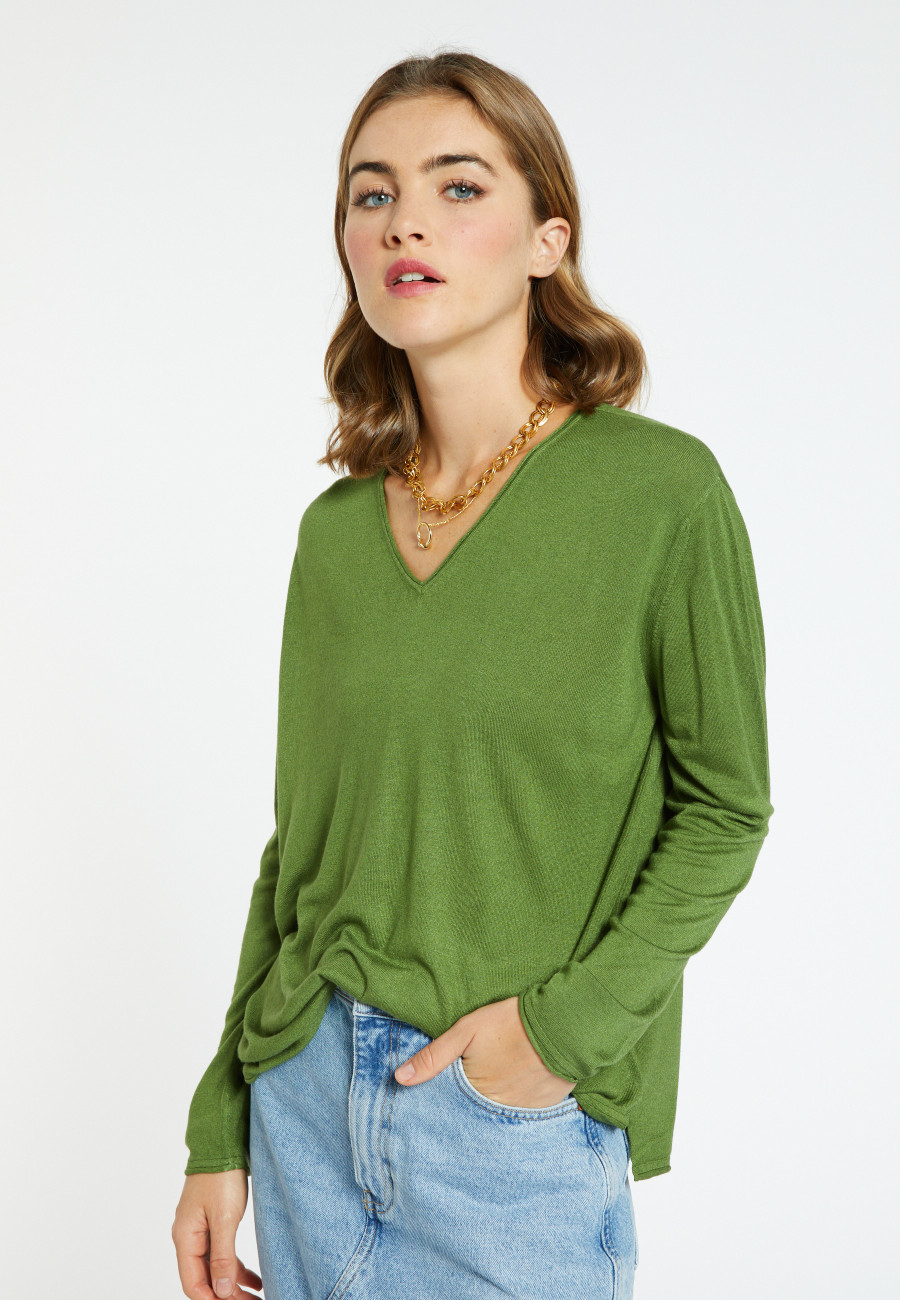 Bamboo cashmere V-neck T-shirt - Aeline
