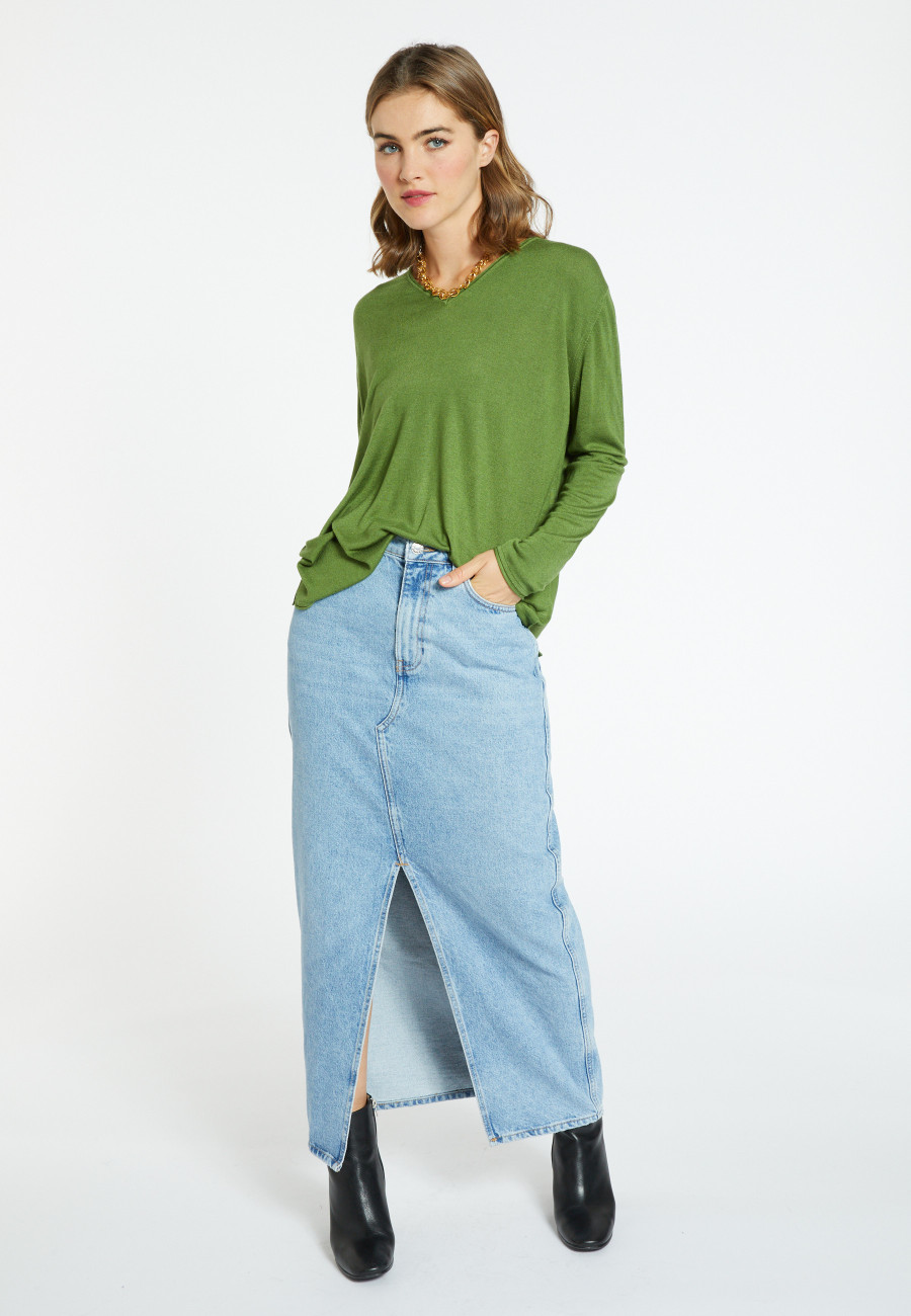 T-shirt col V en bambou cachemire - Aeline