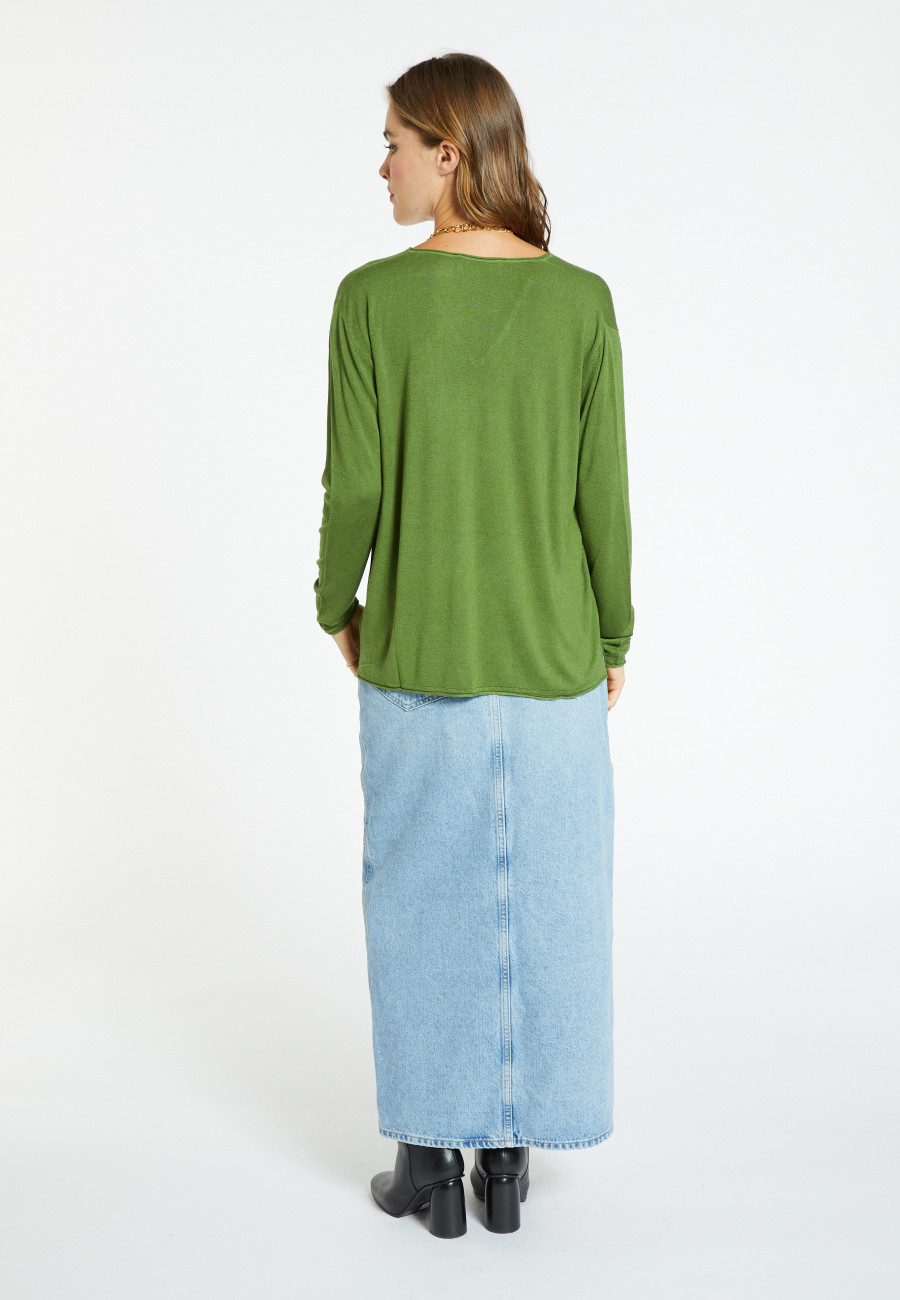 T-shirt col V en bambou cachemire - Aeline