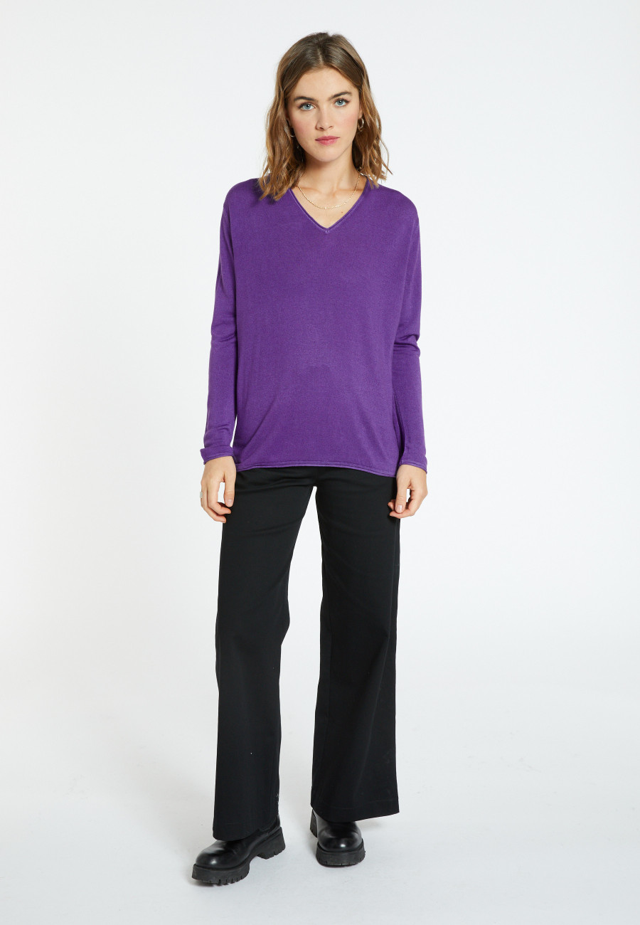Bamboo cashmere V-neck T-shirt - Aeline