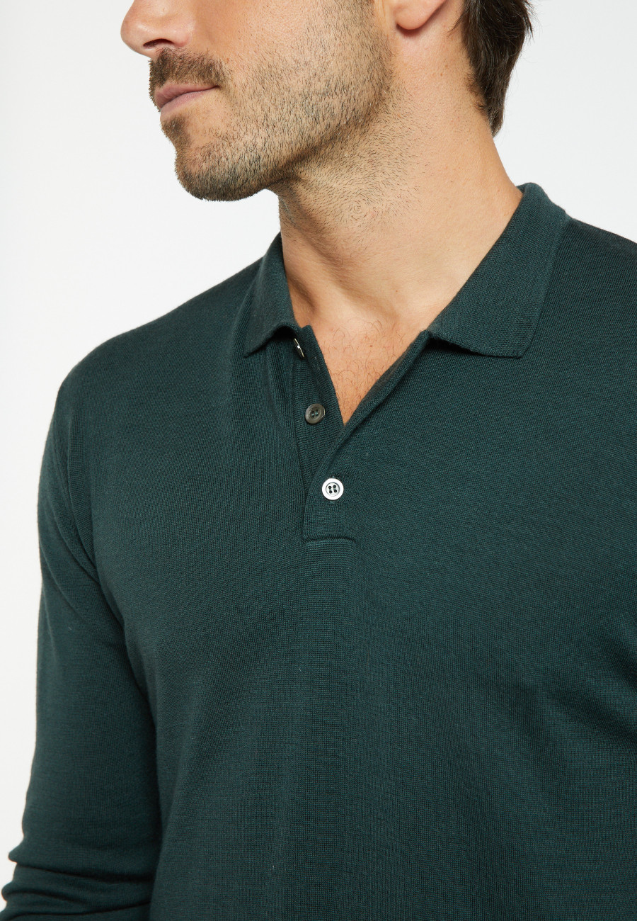 Suéter gola polo de lã merino com logotipo - Eni