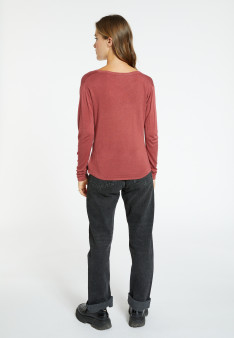 Bamboo cashmere t-shirt with tunisian collar - Alicia