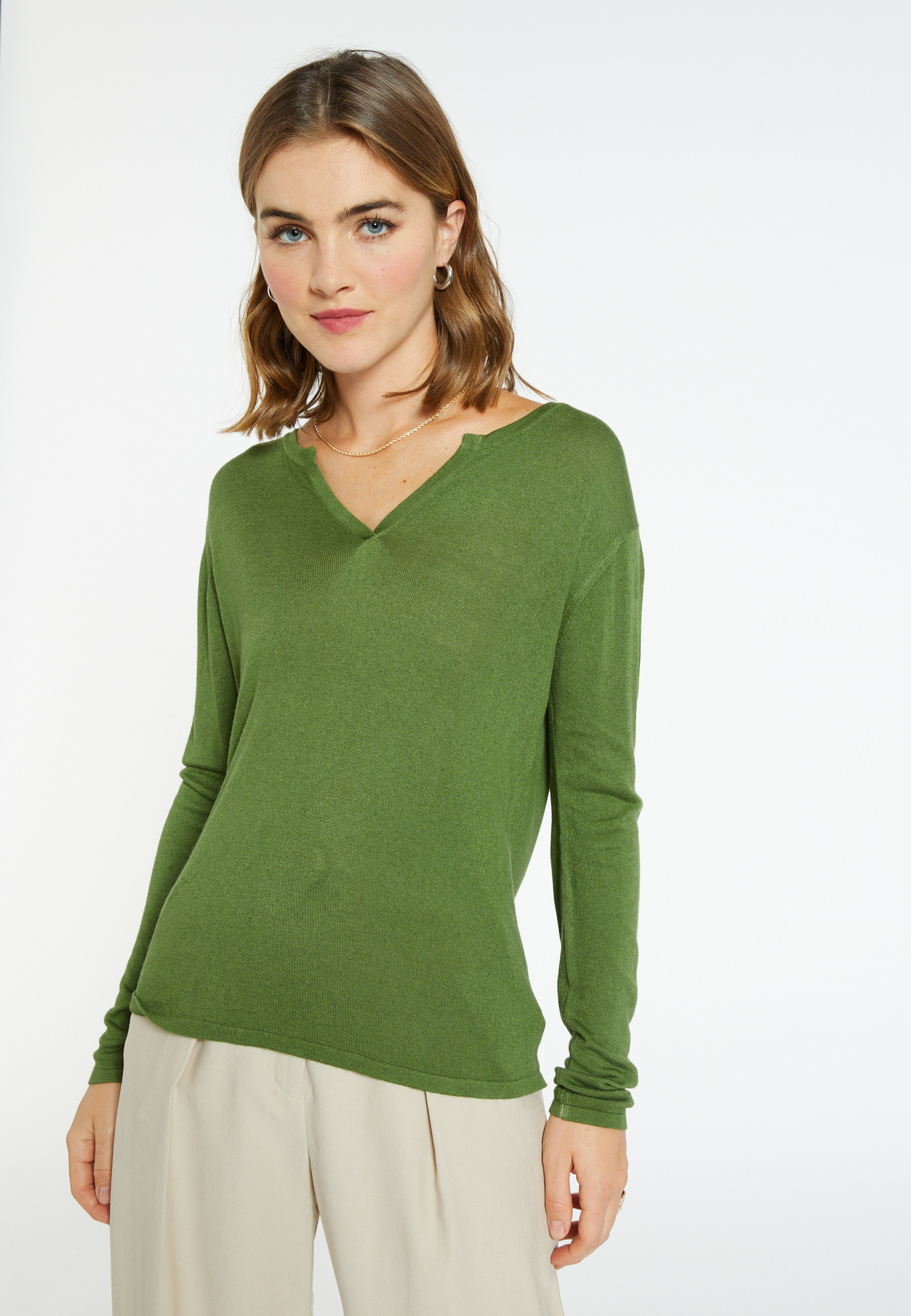 T-shirt col tunisien en bambou cachemire - Alicia 8252