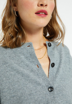 Cashmere round neck buttoned cardigan - Ari