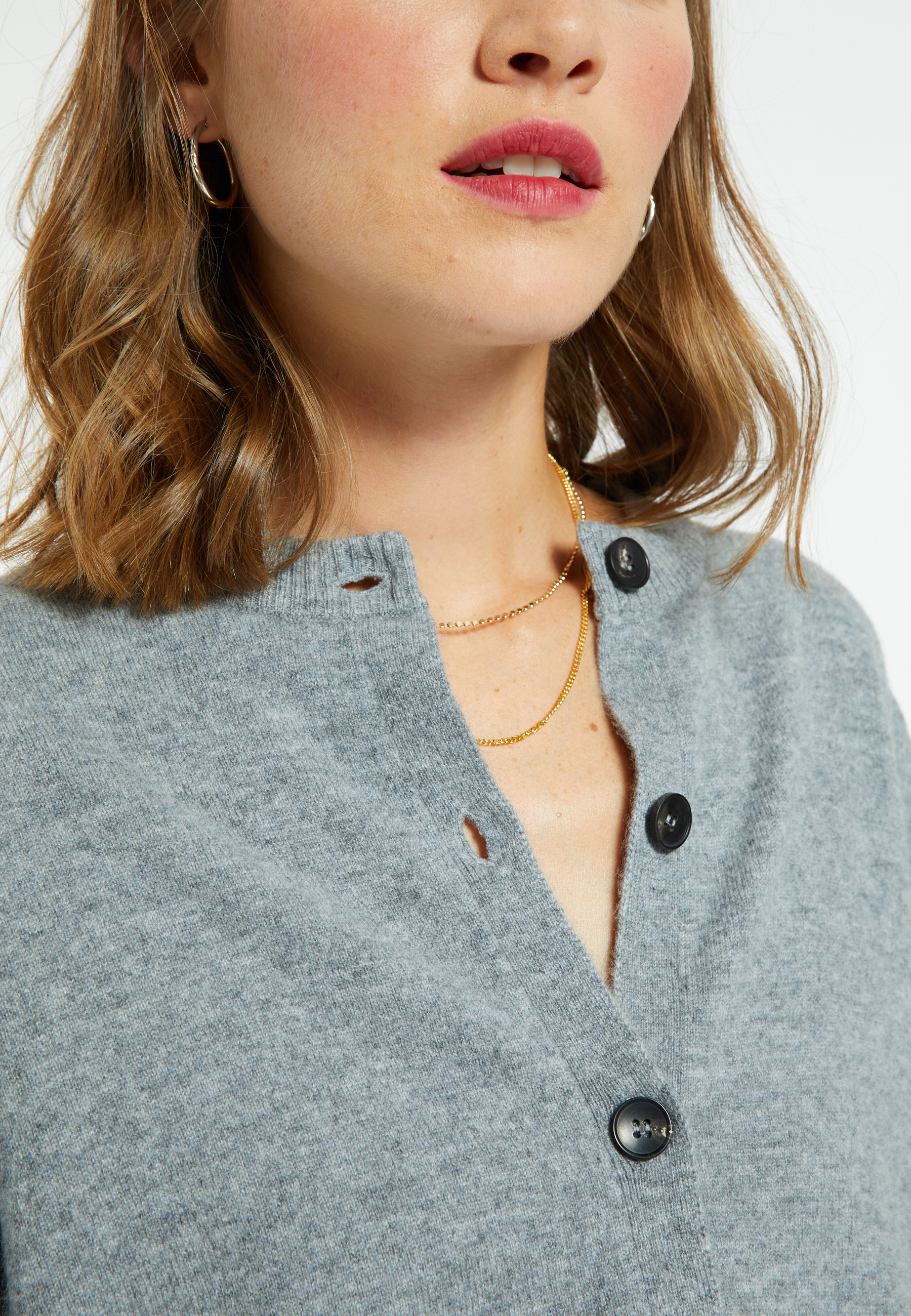 Cashmere round neck buttoned cardigan - Ari