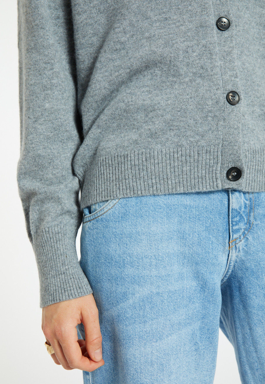 Cashmere round neck buttoned cardigan - Ari