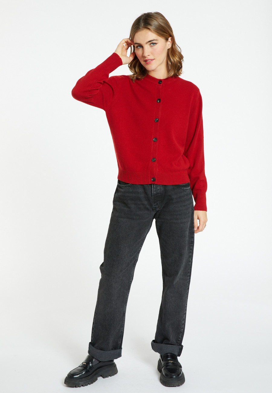 Cashmere round neck buttoned cardigan - Ari