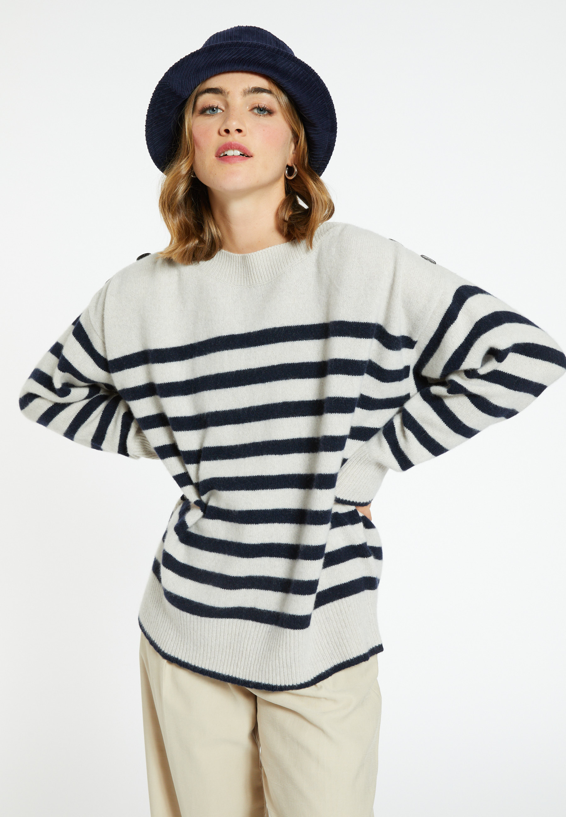 Pull marinière en cachemire et laine - Carice 8305
