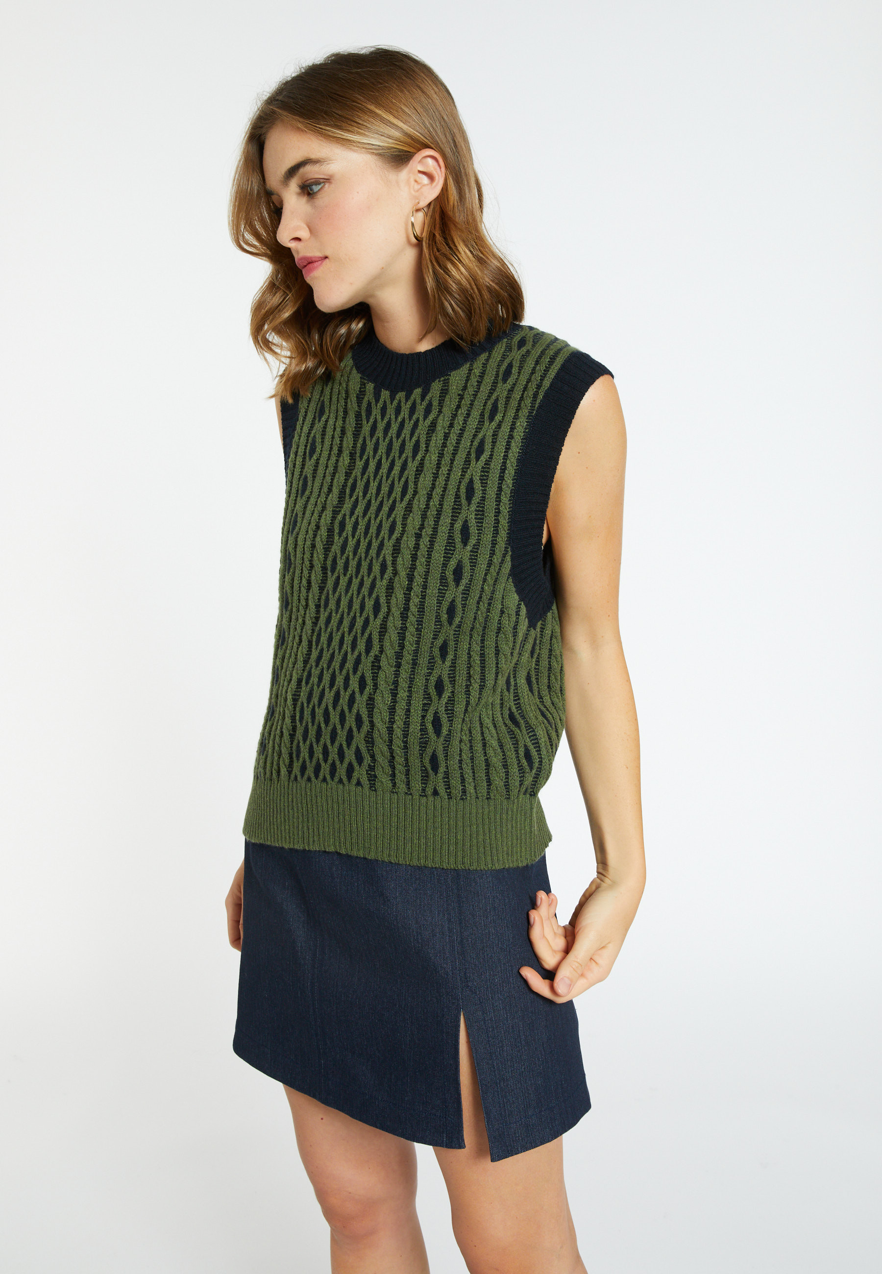 Pull sans manches en laine et cachemire - Clotilde 8302