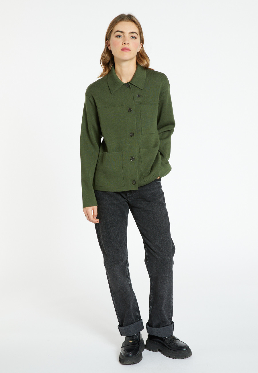 Merino wool jacket with buttons and pockets - Coline