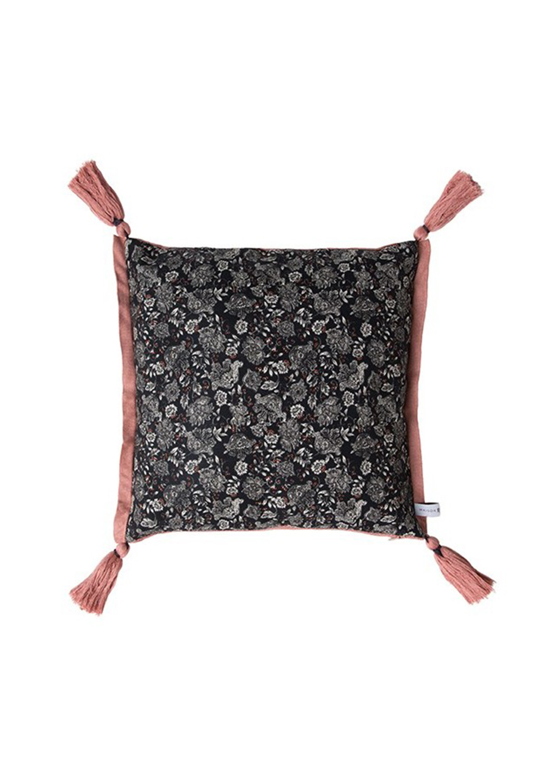 Maison Montagut x Maison Martin Morel reversible cushion cover - Idylle 6330 rafale safran - 10 gris fonce