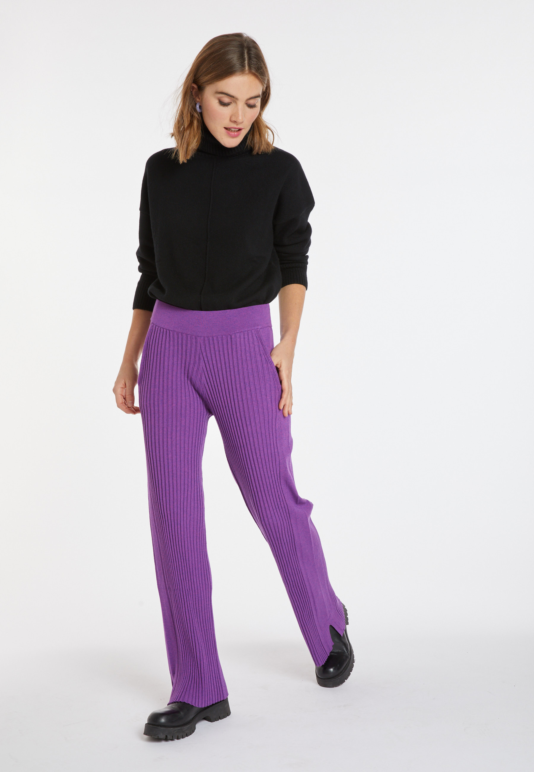 Pantalon à poches en laine mélangée - Carmen 8290