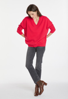 Loose sweater with V-neck slits in cashmere - Alienor