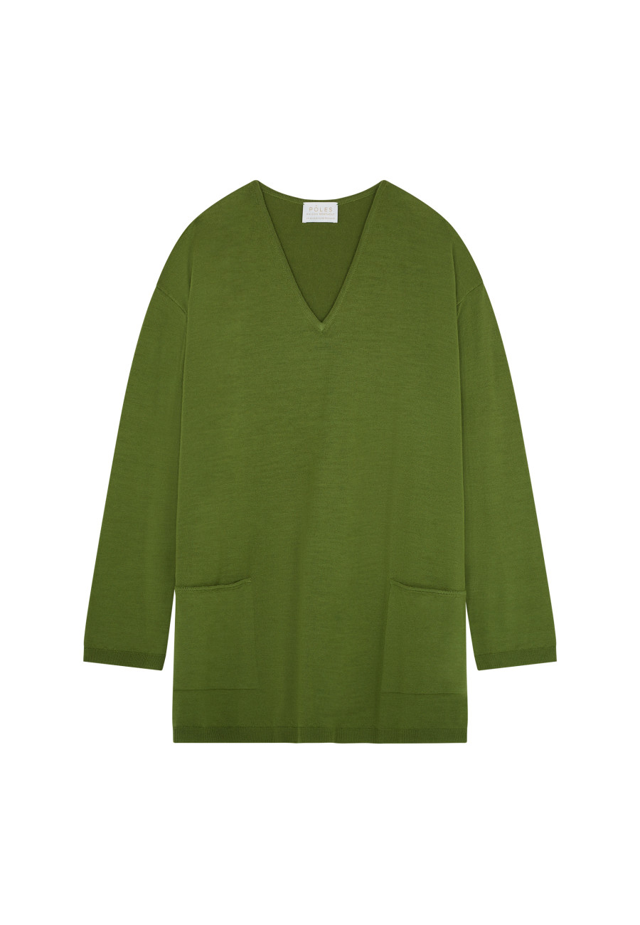 Loose-fitting merino wool sweater with pockets - Albertine