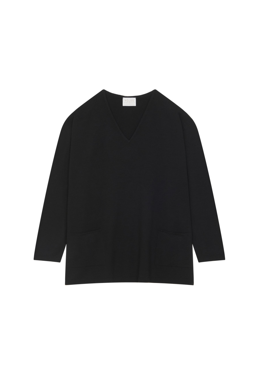 Loose-fitting merino wool sweater with pockets - Albertine