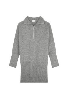 Long zip-neck sweater in wool and cashmere - Charlotte