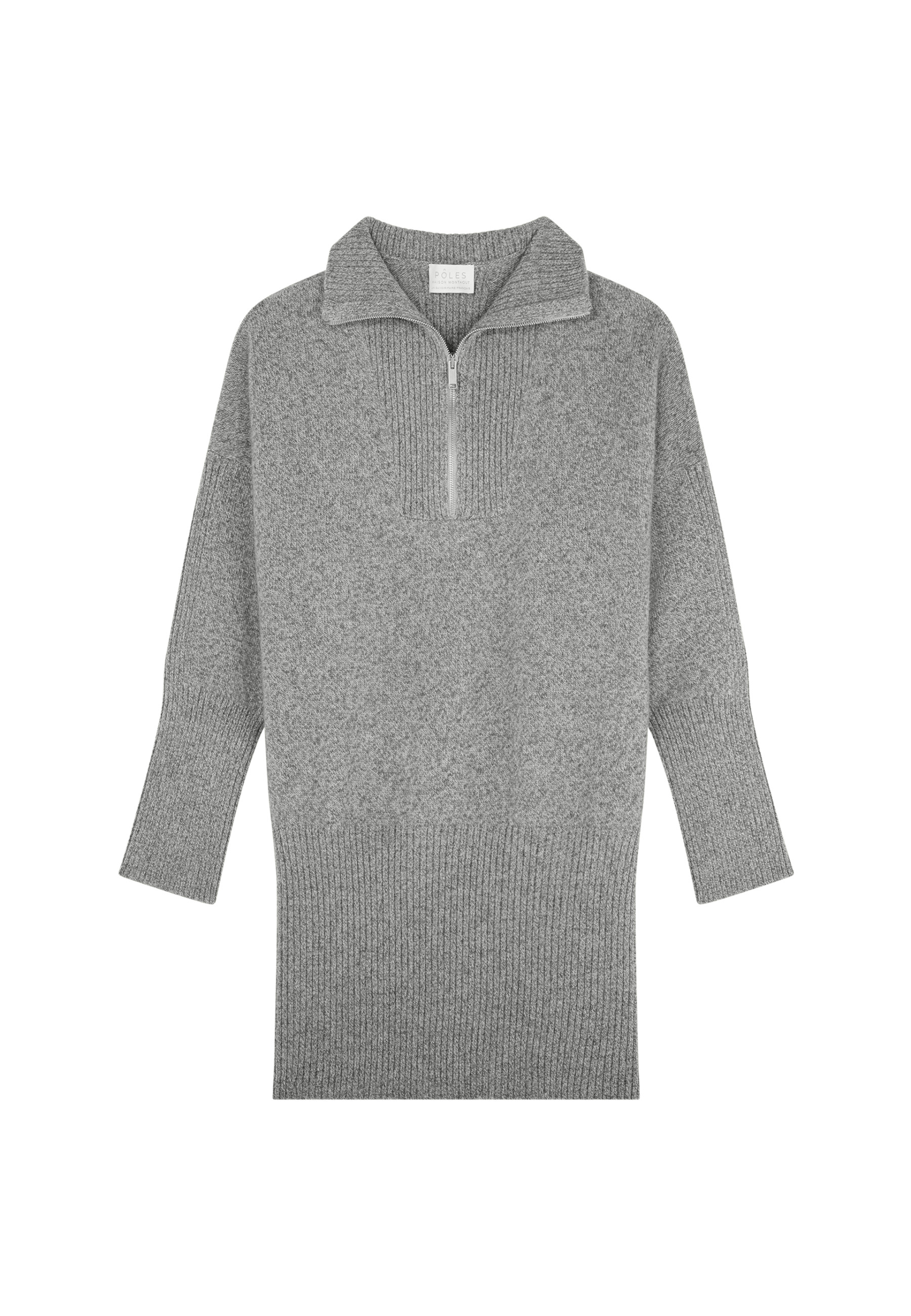 Pull long col zippé en laine et cachemire - Charlotte