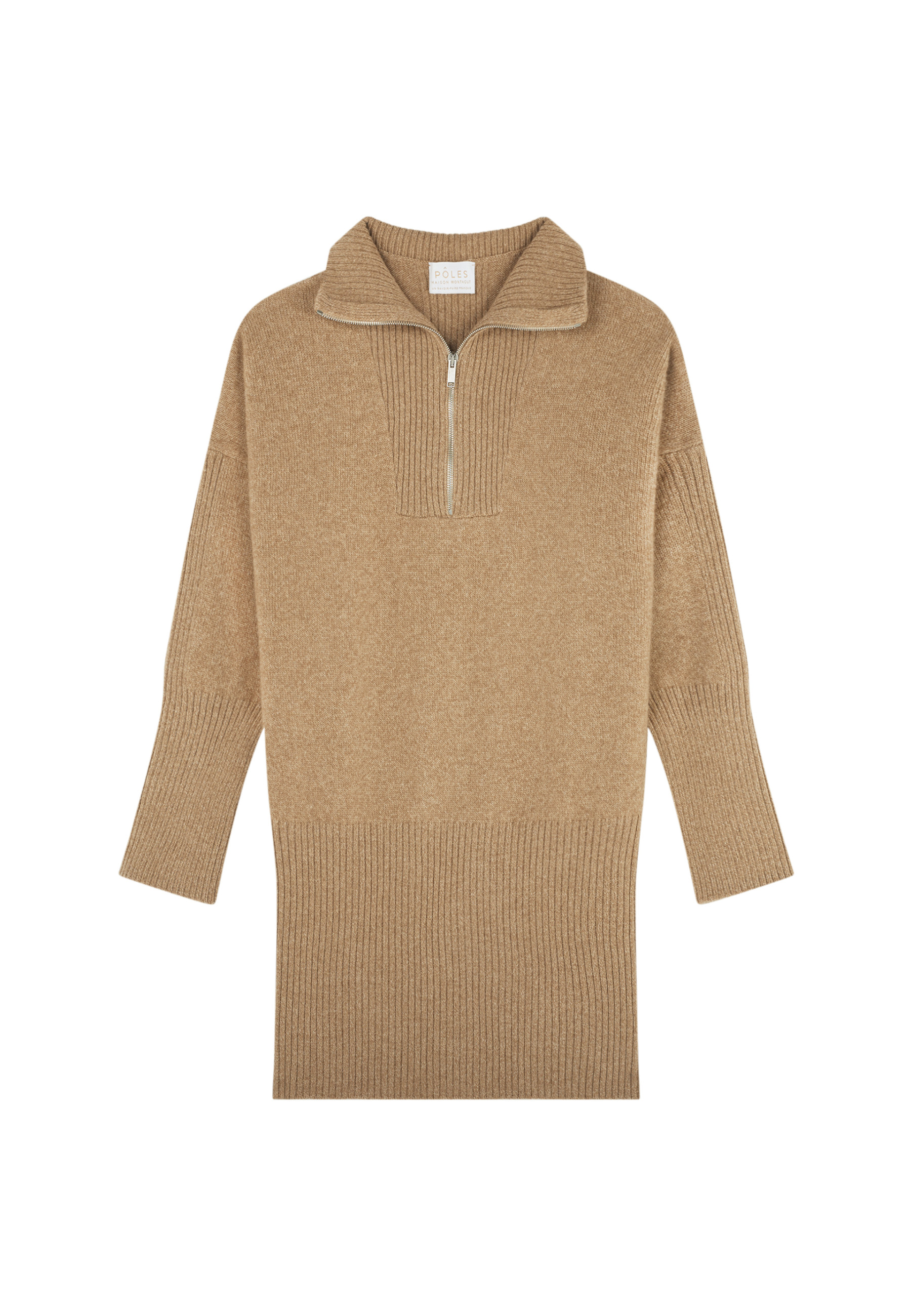 Long zip-neck sweater in wool and cashmere - Charlotte
