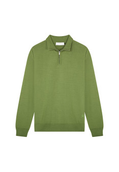 Trucker neck sweater with logo in merino wool - Ryan