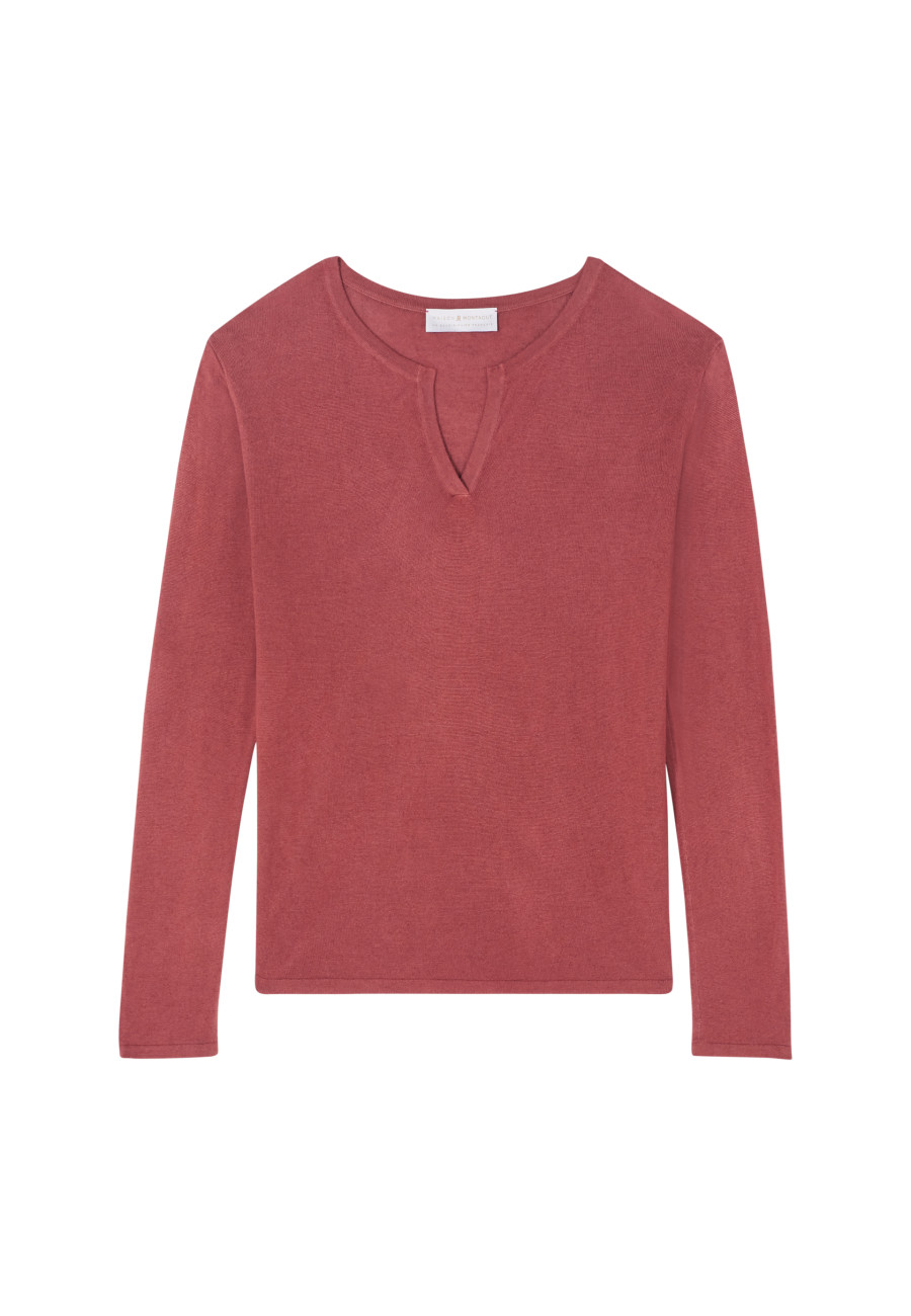 Bamboo cashmere t-shirt with tunisian collar - Aesha