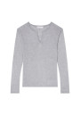 T-shirt col tunisien en bambou cachemire - Alicia