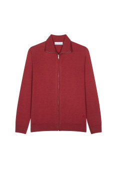Gilet zippé avec logo en laine mérinos - Estian