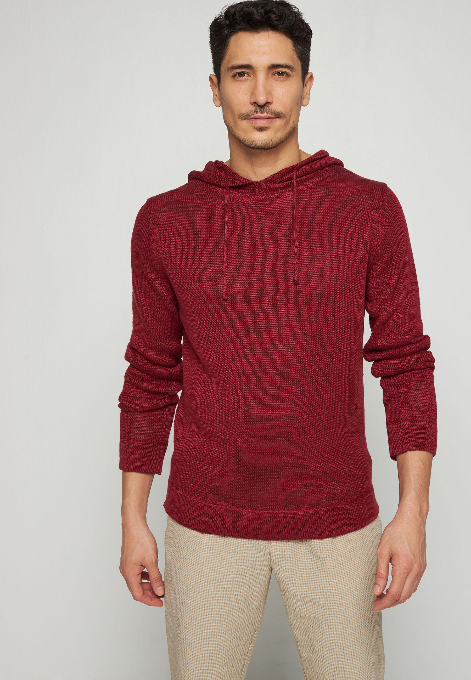 Hoodie ras du cou en lin - Russell 7630 argile - 51 Bordeaux