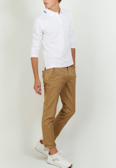 Long-sleeved cotton pique polo shirt - Banjo