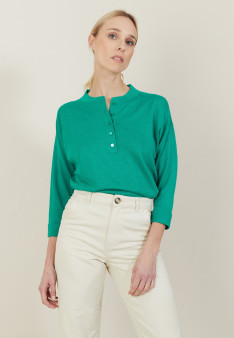 Pull col boutonné en lin cachemire - Naza 7250