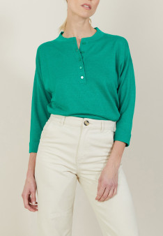 Pull col boutonné en lin cachemire - Naza 7250
