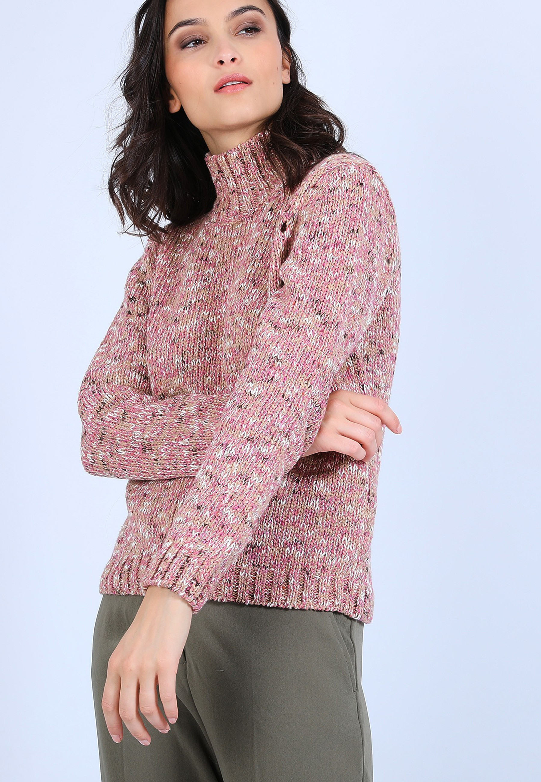 Pull col roulé chiné - Papyrus
