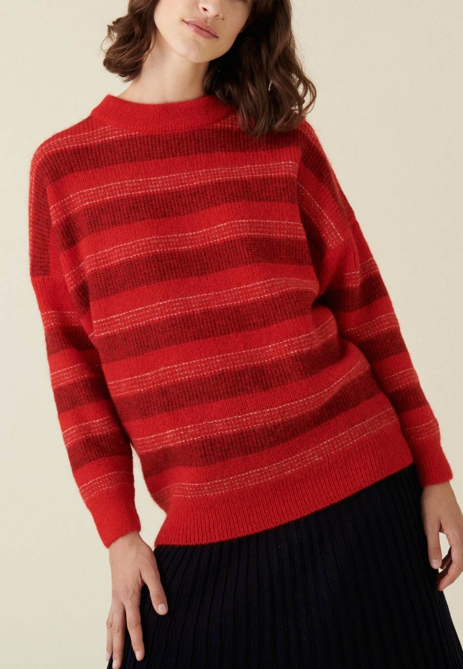 Round-neck striped mohair sweater - Charly