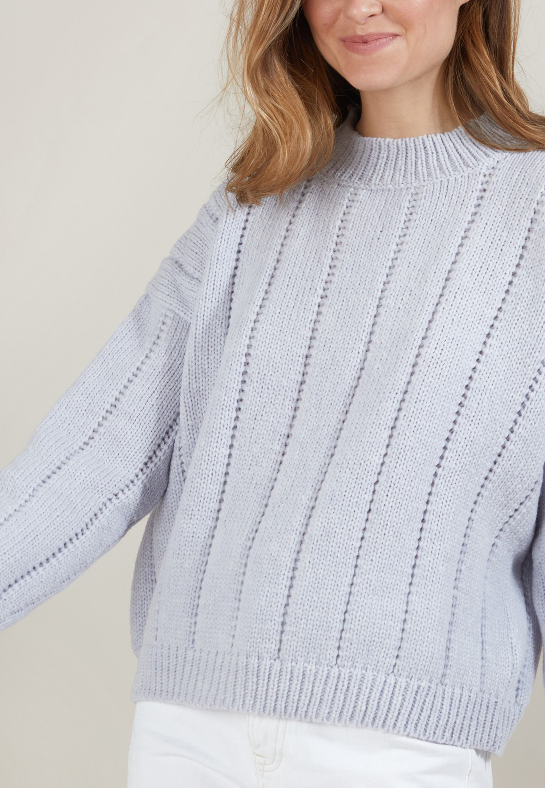 Pull col rond en laine nylon - Gustave 7013 vapeur - 77 Bleu ciel