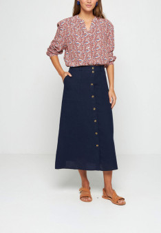 Long linen skirt with buttons - Tourya