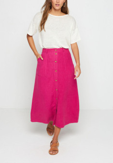 Long linen skirt with buttons - Tourya
