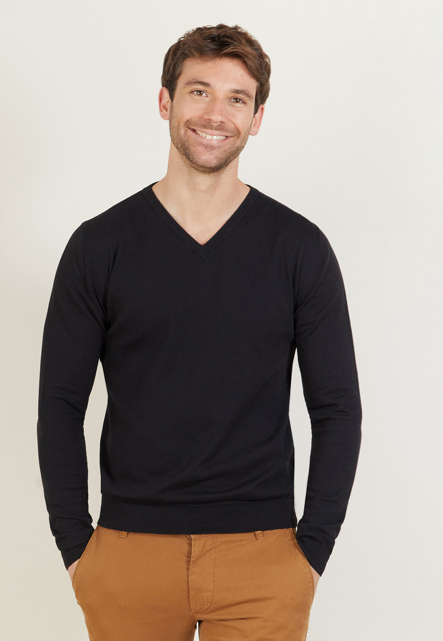 V-neck sweater in natural cotton - Bouddi