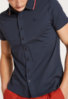 Chemise manches courtes en coton jersey - Baccara 6850 - 21 Vert foncé