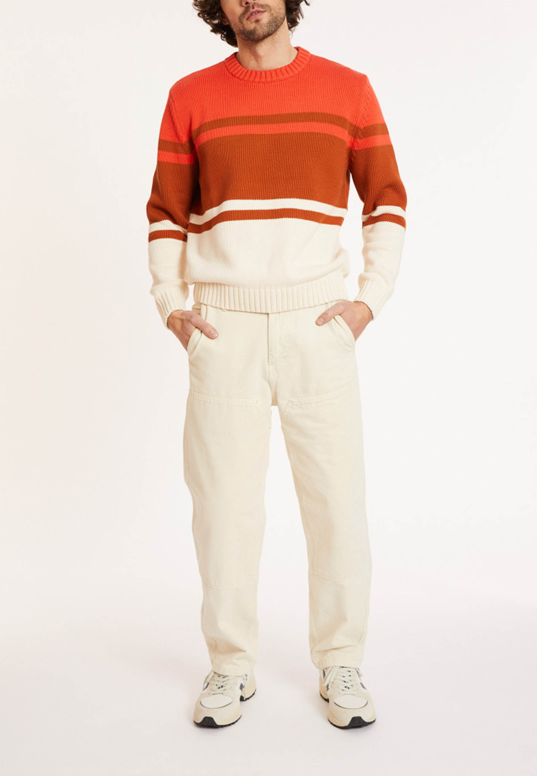 Pull en coton tricolore - Dustin 8141 - 22 Vert moyen